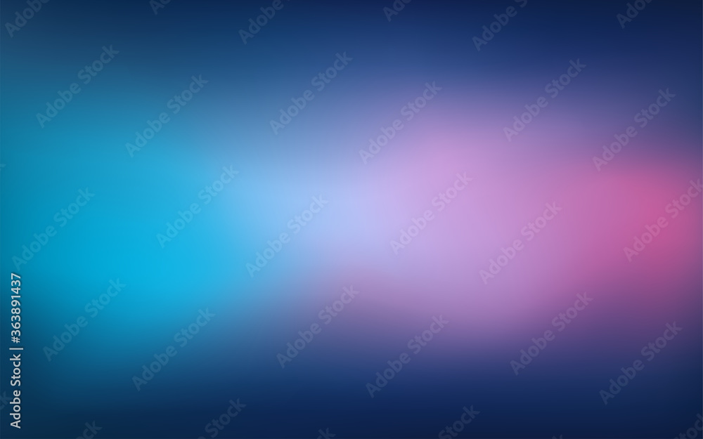 Abstract Blurred blue purple pink background. Soft dark to light colorful gradient backdrop with place for text. Vector illustration for your graphic design, banner, poster