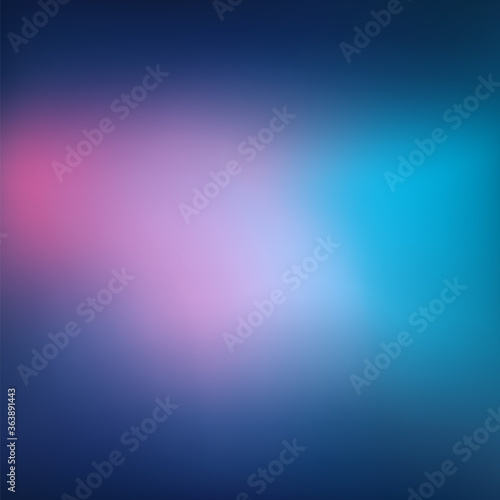 Abstract Blurred blue purple pink background. Soft dark to light colorful gradient backdrop with place for text. Vector illustration for your graphic design, banner, poster