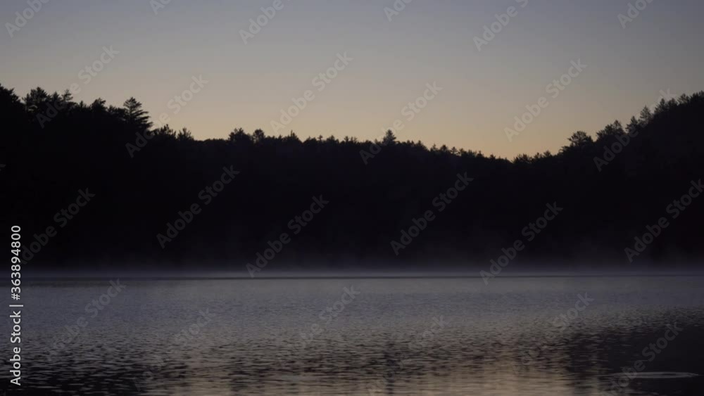 Steam Rising On Beautiful Lake At Sunrise, Algonquin Park Steam Rising On Beautiful Lake At Sunrise, Algonquin Park