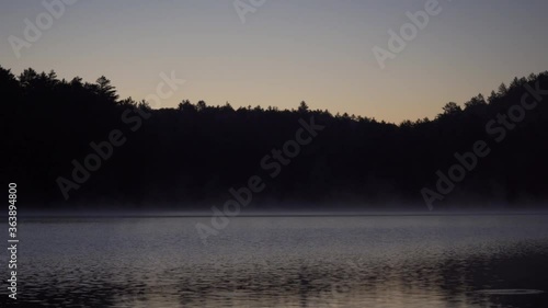 Steam Rising On Beautiful Lake At Sunrise, Algonquin Park photo