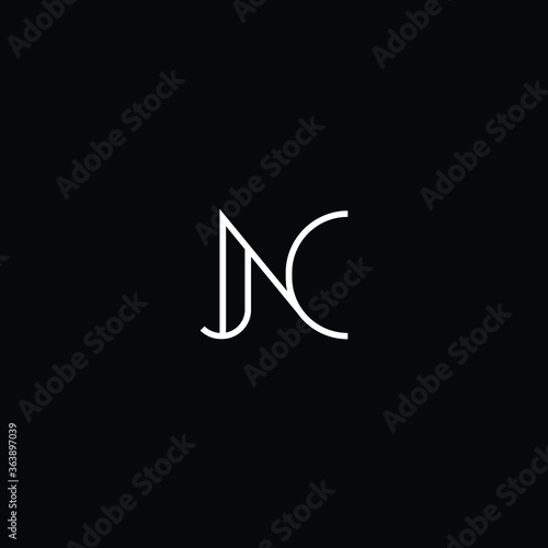 Minimal elegant monogram art logo. Outstanding professional trendy awesome artistic NC CN initial based Alphabet icon logo. Premium Business logo white color on black background 