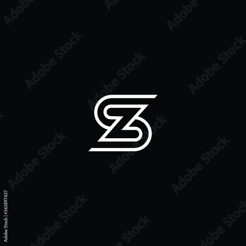 Minimal elegant monogram art logo. Outstanding professional trendy awesome artistic SZ ZS initial based Alphabet icon logo. Premium Business logo white color on black background 