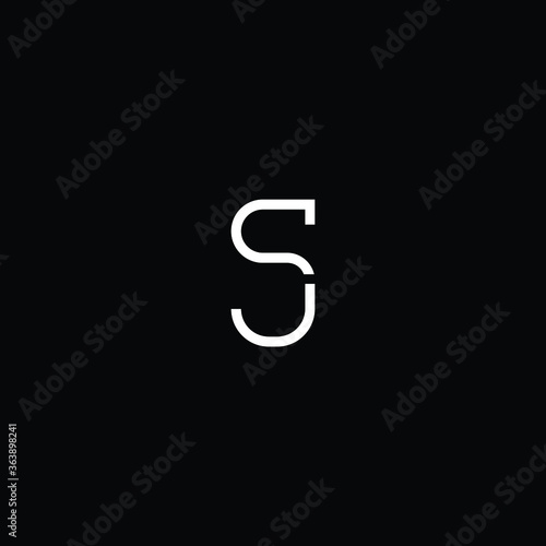 Minimal elegant monogram art logo. Outstanding professional trendy awesome artistic SJ JS initial based Alphabet icon logo. Premium Business logo white color on black background 