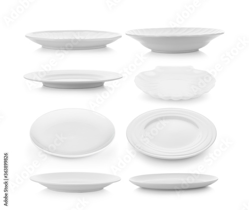 set of plate on white background