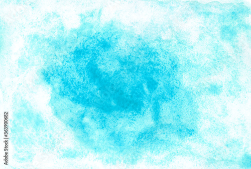Abstract blue watercolor background. Gradient print. Watercolor wet texture. Color splashing on paper. Aquarelle texture. Handmade original wallpaper. Cosmic texture. Original art