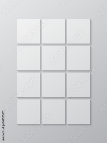Vector empty collage twelve frames, images photo