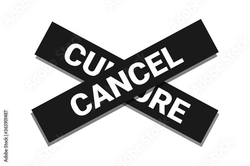 Cancel culture - being nulled, silenced, boycotted, erased and deleted. Vector illustration isolated on white.
