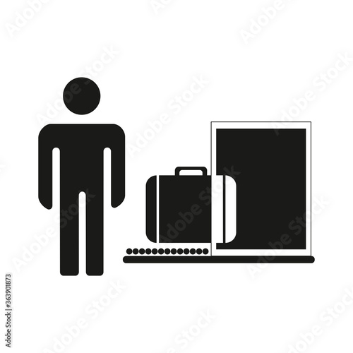 baggage inspection icon, customs revision, web symbol on white background