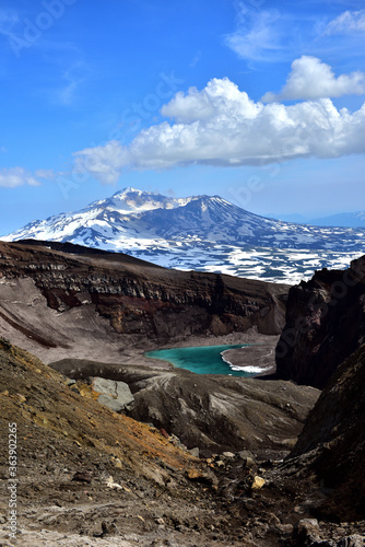 Gorely Volcano. Crater Blue Lake. Kamchatka