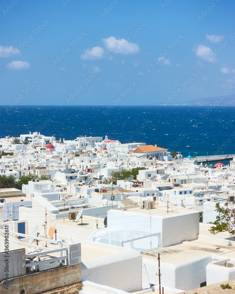 Mykonos town by the sea