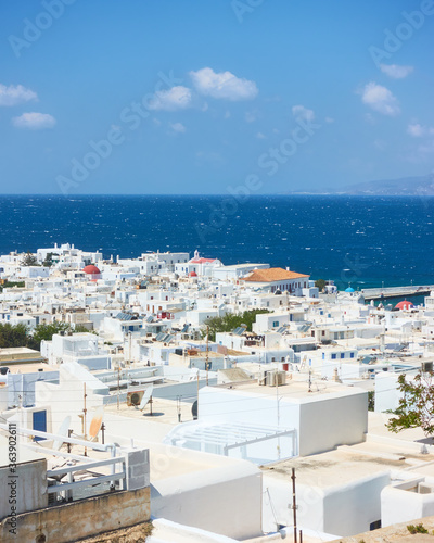 Mykonos town by the sea