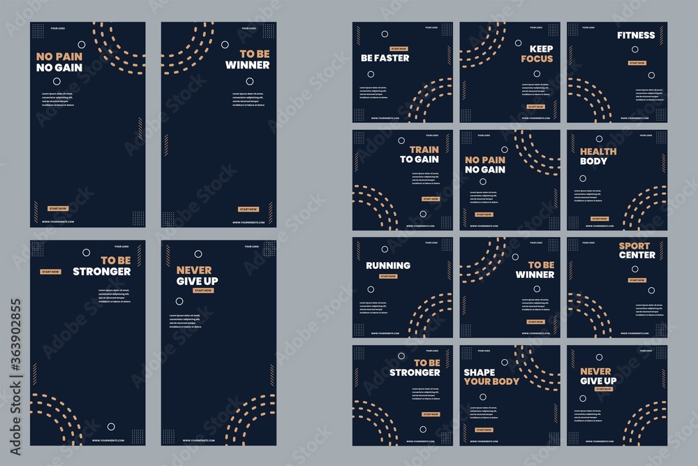 Obraz premium Sports social media template pack to promote your brand and advertise on different social media channels. designs for promotion.