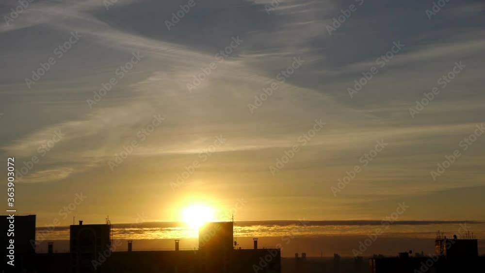 Morning sky and rising sun in the city. Morning sky and rising sun in the city.