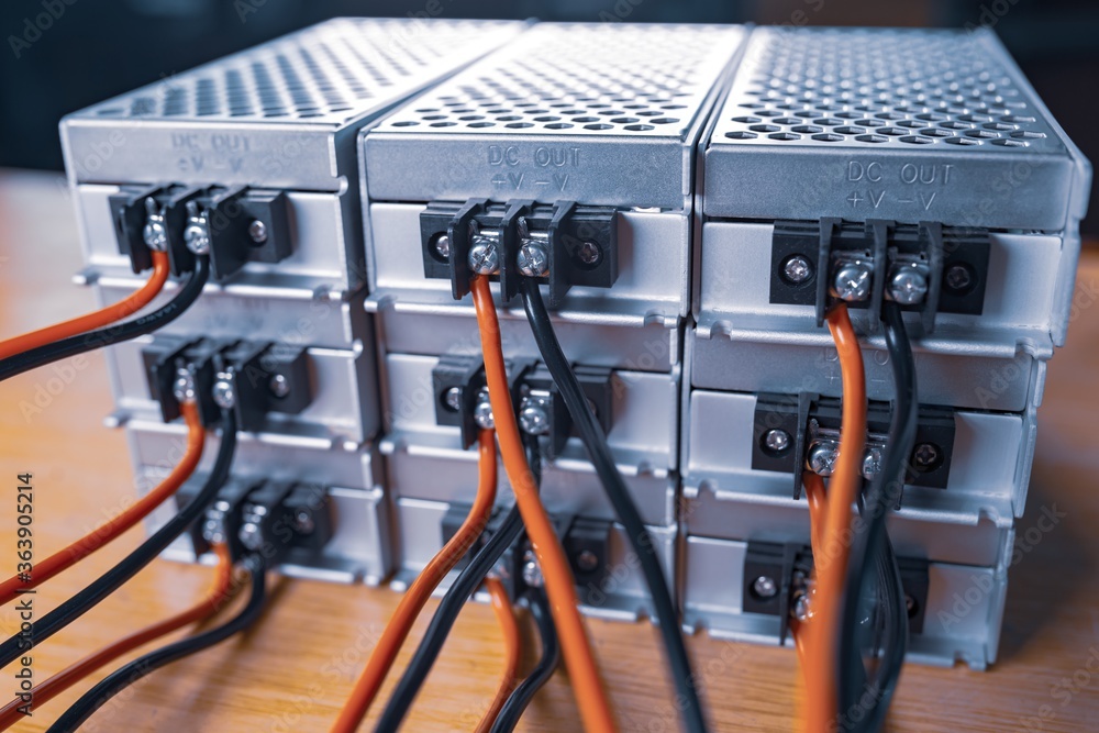Close-up metal cases for storing power supply Close-up metal cases for storing power supply