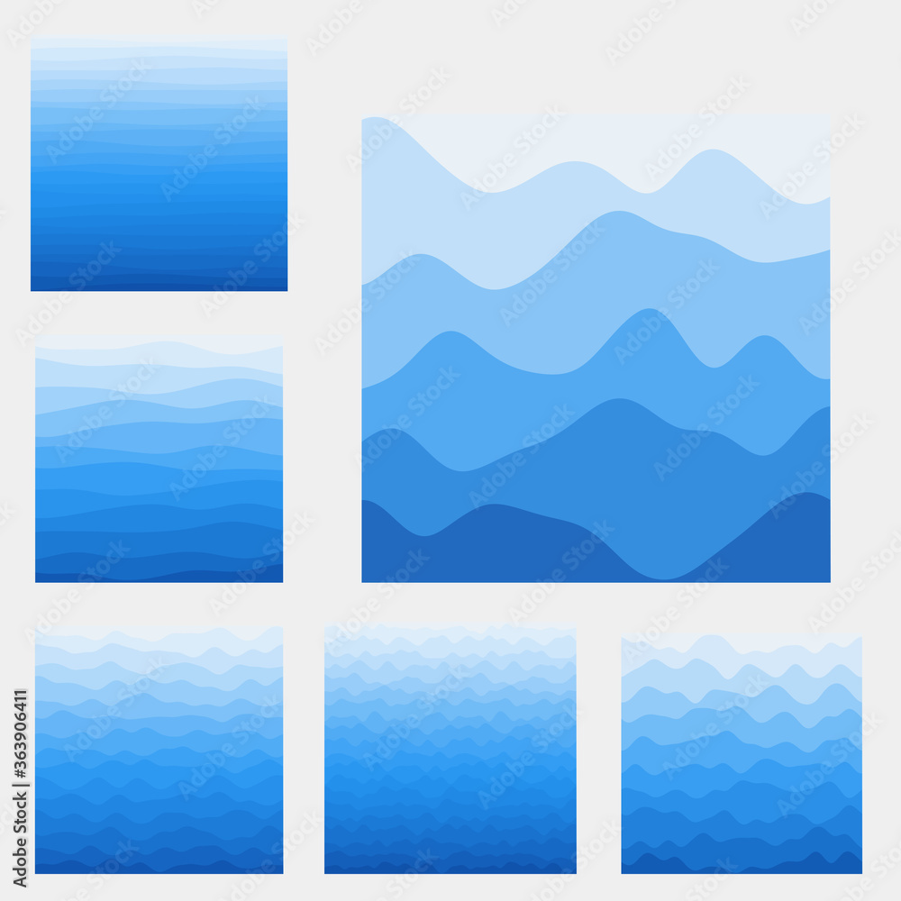 Abstract waves background collection. Curves in blue colors. Attractive vector illustration. Abstract waves background collection. Curves in blue colors. Attractive vector illustration.