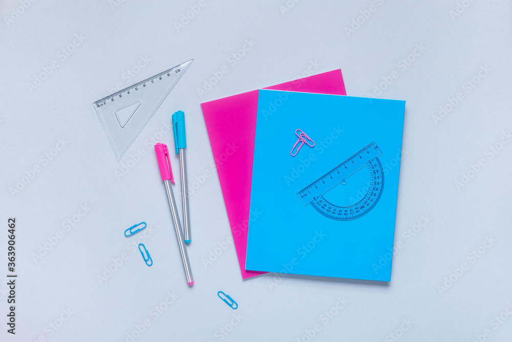 Flat lay of back to school supplies Flat lay of back to school supplies