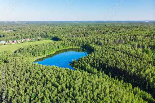 Aerial view from a drone of a lake