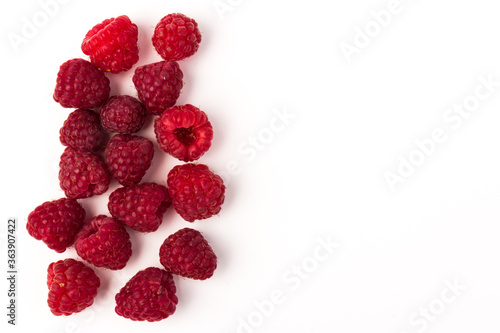 Fresh  red raspberry isolated on white background. Berry in close-up