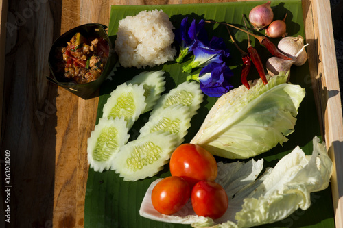 vegetables on a wooden table photo