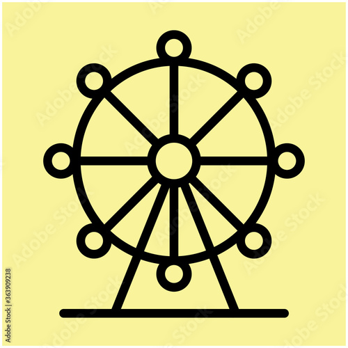 Ferris wheel amusement ride with observation pods line art vector icon for apps and websites. Can be used for Web, Mobile, Infographic and Print. EPS 10 Vector illustration. 