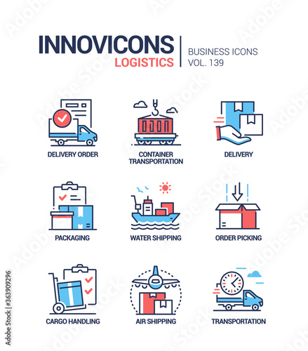 Logistics - colorful line design style icons set