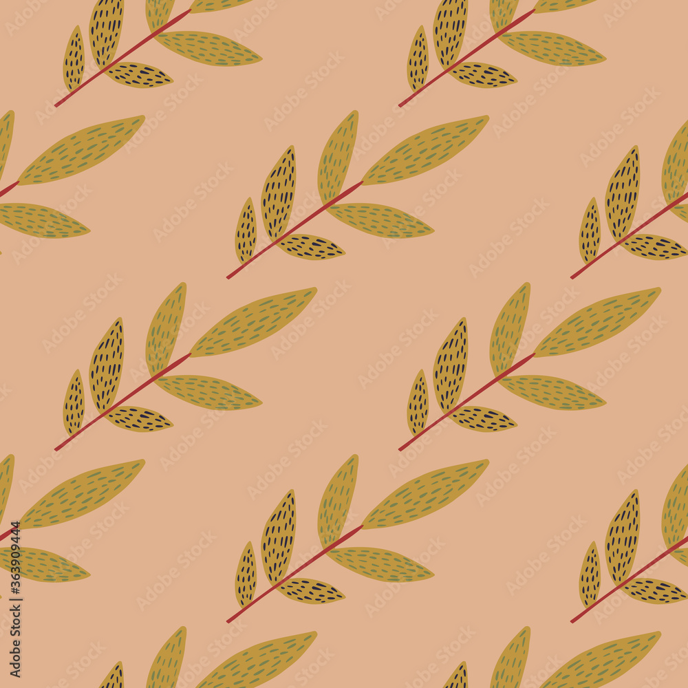 Olive herbal twigs with dashes on light pink background. Seamless pattern. Olive herbal twigs with dashes on light pink background. Seamless pattern.