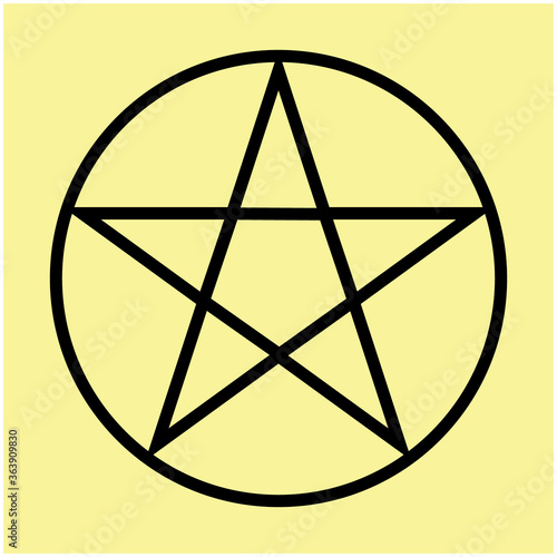 Pentacle  pentagram star inside circle symbol for witchcraft line art vector icon for games and websites.  Can be used for Web, Mobile, Infographic and Print. EPS 10 Vector illustration. 