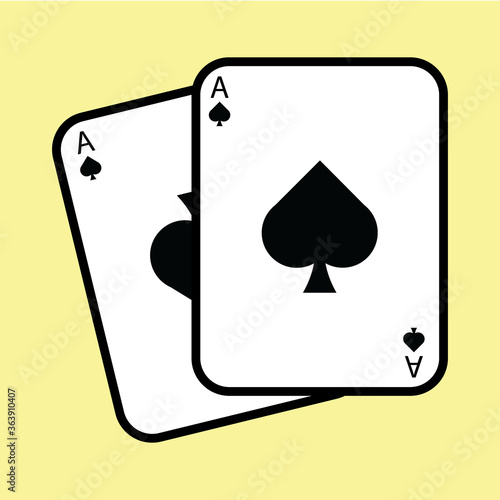 Blackjack poker cards with aces line art icon for casino apps and websites. Can be used for Web, Mobile, Infographic and Print. EPS 10 Vector illustration. 