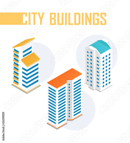 City buildings - modern vector colorful isometric elements