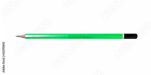 Green pencil isolated on white background. Sharpened