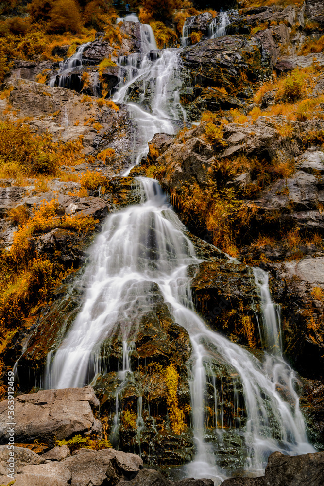 Obraz premium view of the waterfalls in Todtnau in the Black Forest region of Germany in autumn