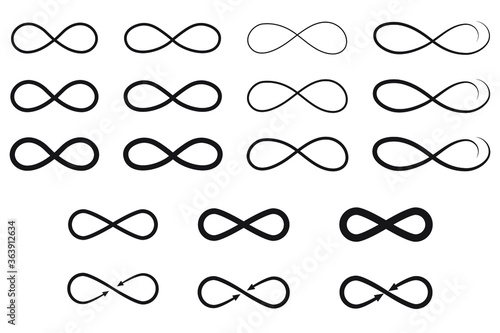 Hand drawn infinity symbol and icon, sign doodle icon.