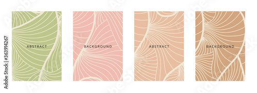 Social media banners, a beautiful line-art set of social media post templates with minimal abstract organic shapes, can be used also card, cover, Vector illustration.