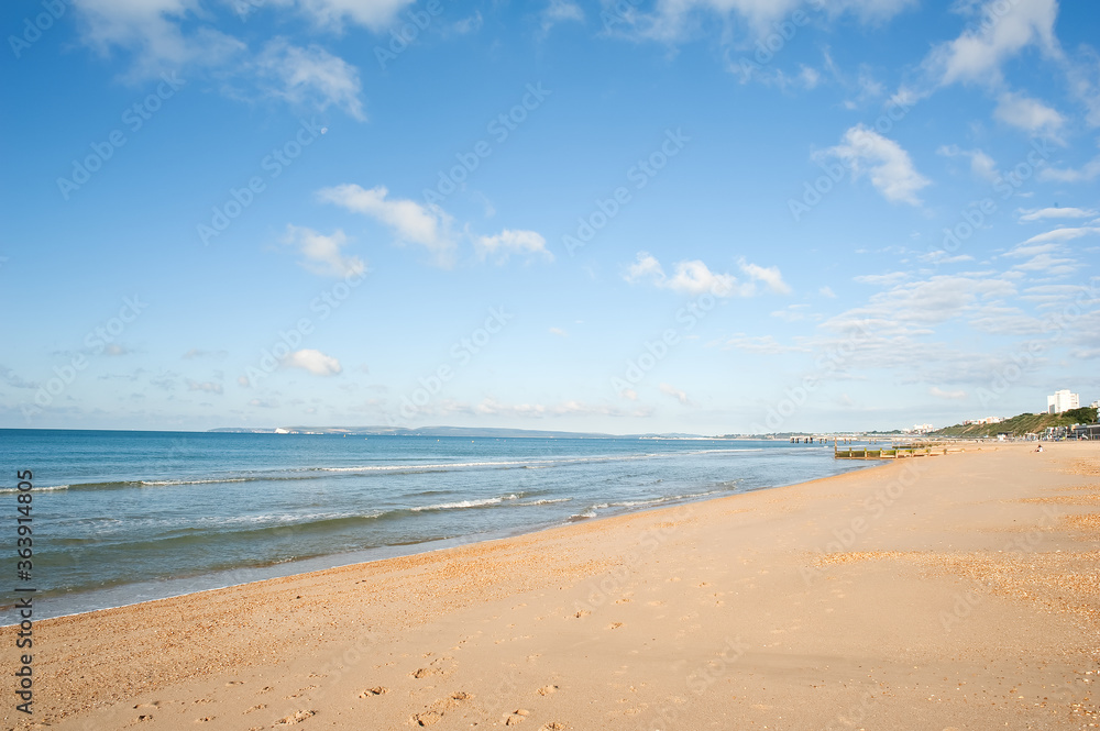 bournemouth beach in dorset england sunny day