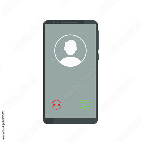 Video call screensaver on the phone. Vector illustration, flat cartoon design isolated on white background, eps 10.