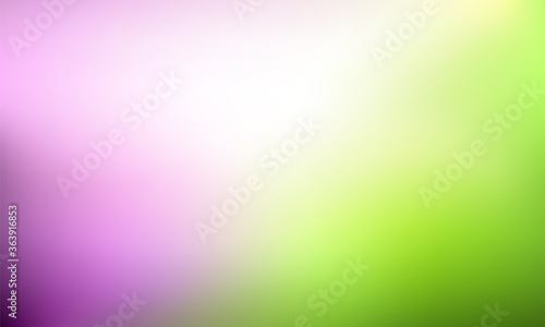 Abstract Natural green and purple gradient background. Blurred spring blossom with sunlight backdrop. Floral concept for your graphic design, banner or poster. Vector illustration