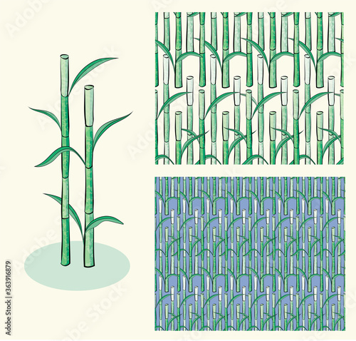 Seamless Pattern with Lucky Bamboo Illustration