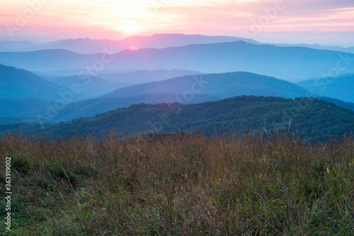 Layers of the Great Smoky Mountains at sunset.