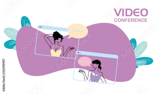 women with mask on video conference