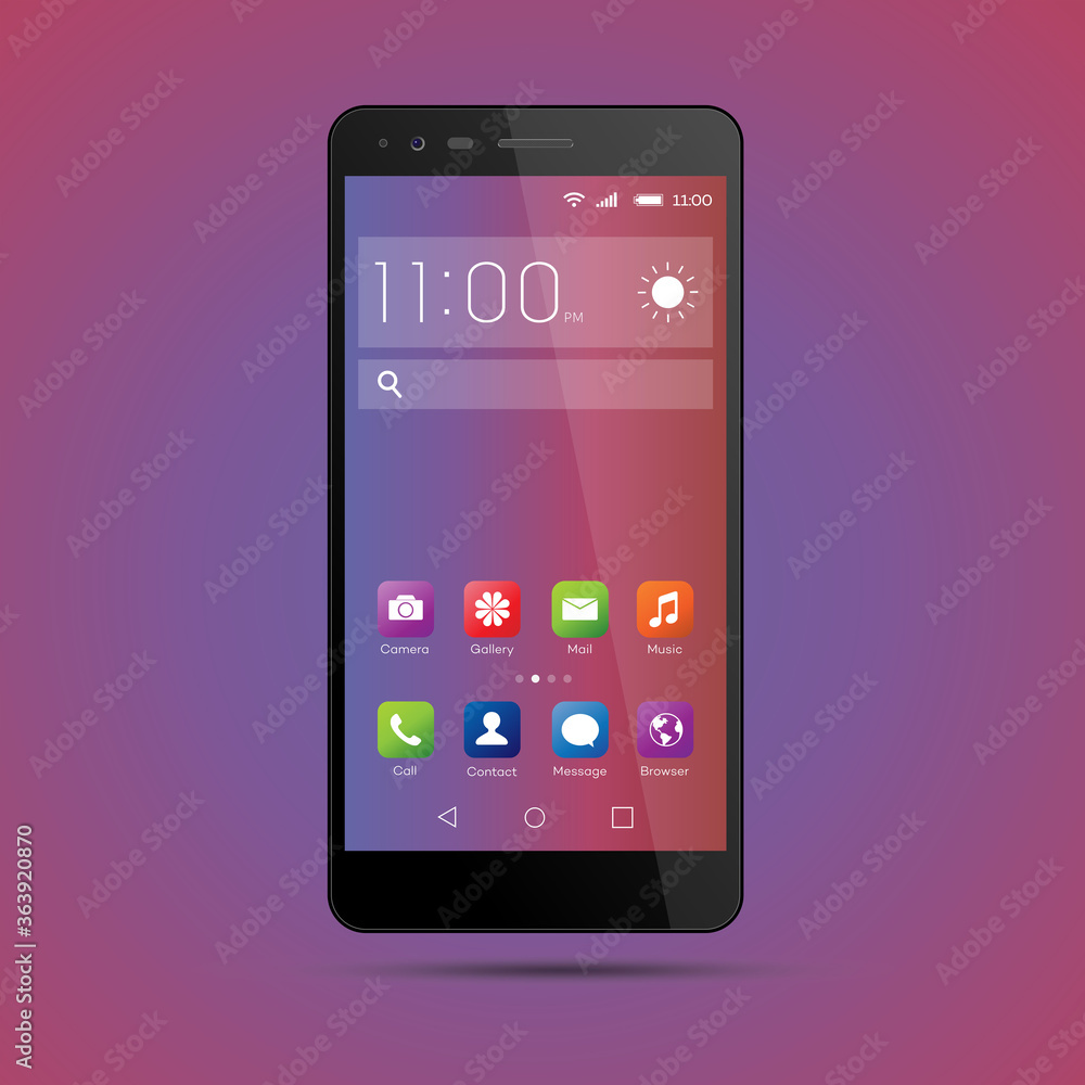 Realistic, modern, smart phone collection with apps on isolated background. Realistic, modern, smart phone collection with apps on isolated background.