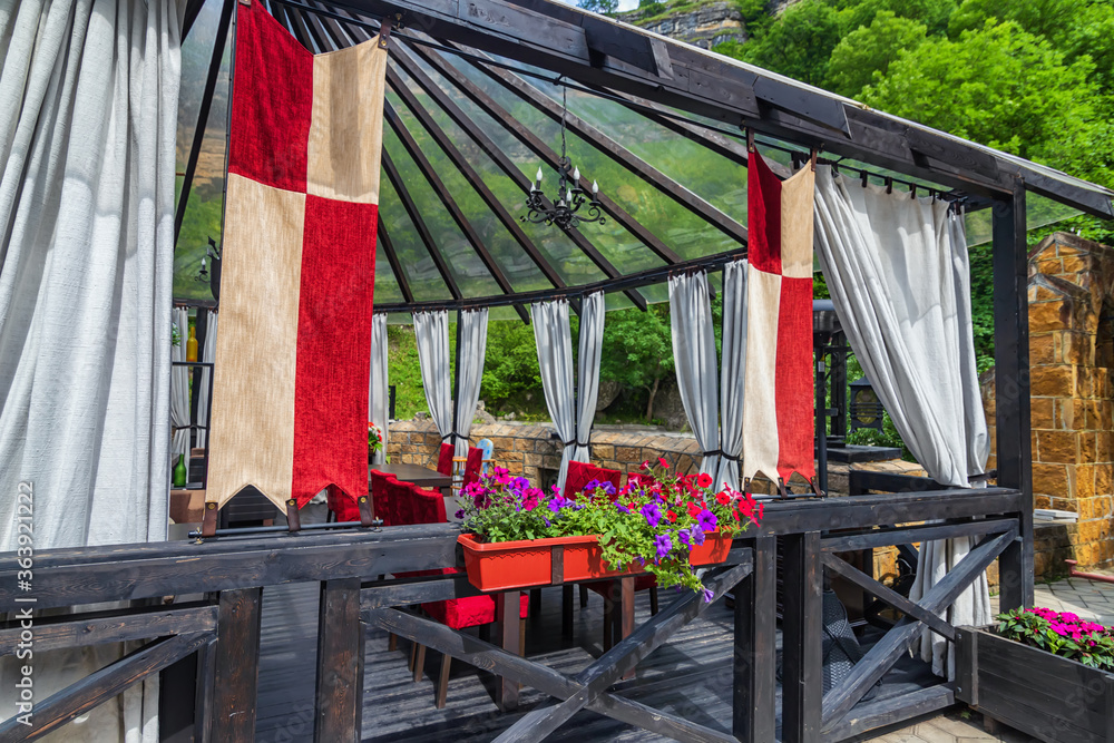 Part of a restaurant - comfortably furnished open-air tent Part of a restaurant - comfortably furnished open-air tent