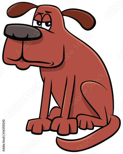 cartoon unhappy dog animal character