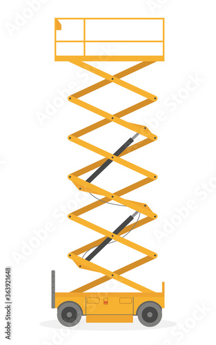 Scissors lift platform, isolated on white background.