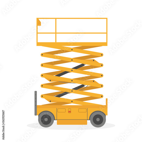 Scissors lift platform, isolated on white background.