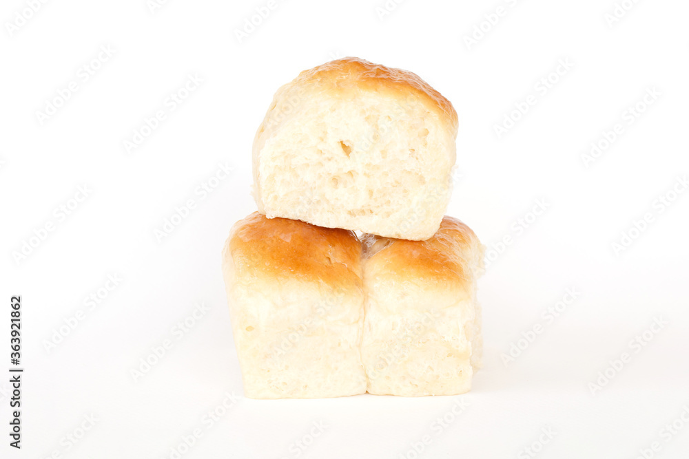 Fresh home made bread over white table Fresh home made bread over white table