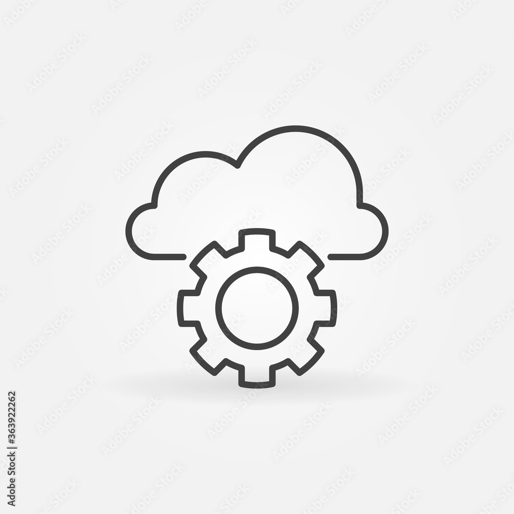 Cloud with Gear vector concept icon or sign in outline style Cloud with Gear vector concept icon or sign in outline style