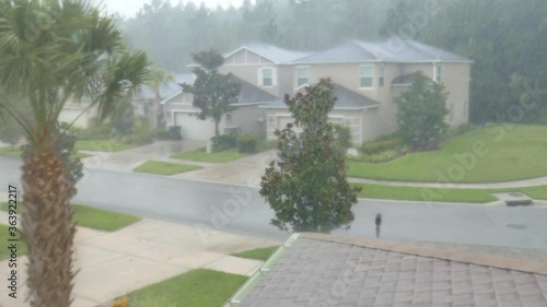 thunder storm in the summer of Florida seen from window