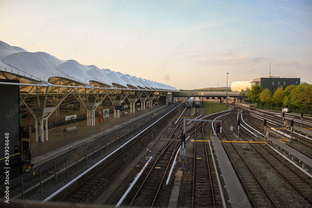 Fototapeta premium railway in the sunset