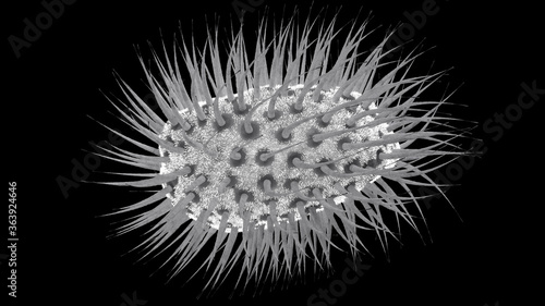 A bacterium, virus under microscope on a black background. 3D illustration.

