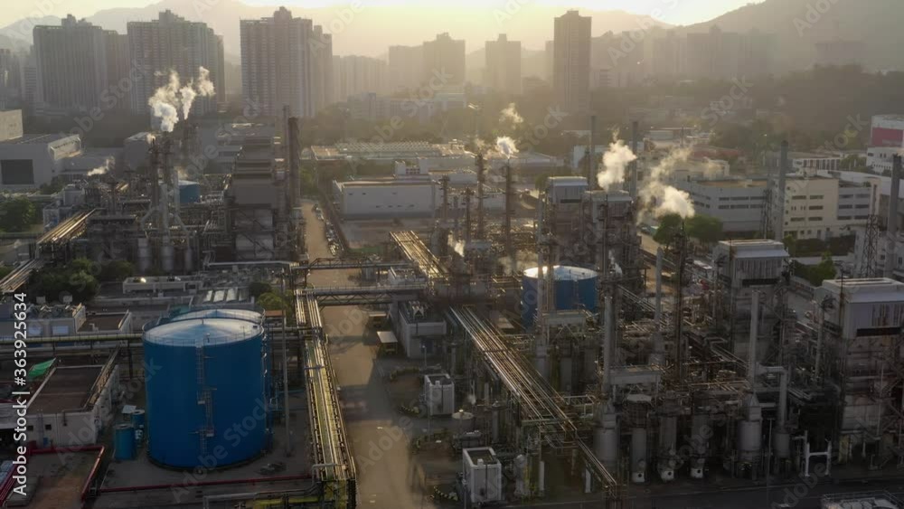 Hong Kong industry plant at sunset Hong Kong industry plant at sunset